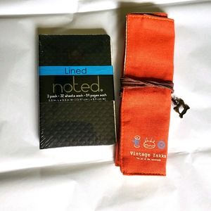 New-roll up pencil case with notebooks